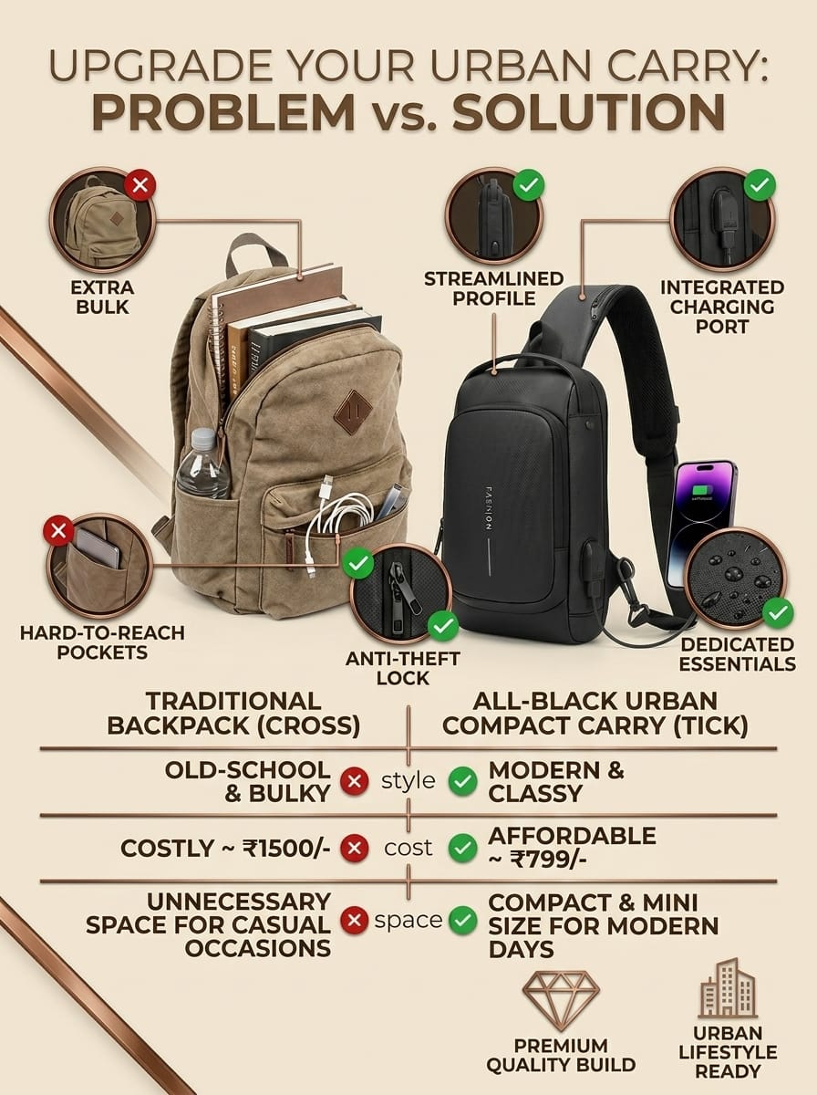 Compact Urban Carry Waterproof Anti-Theft Design (Obsidian Eclipse)