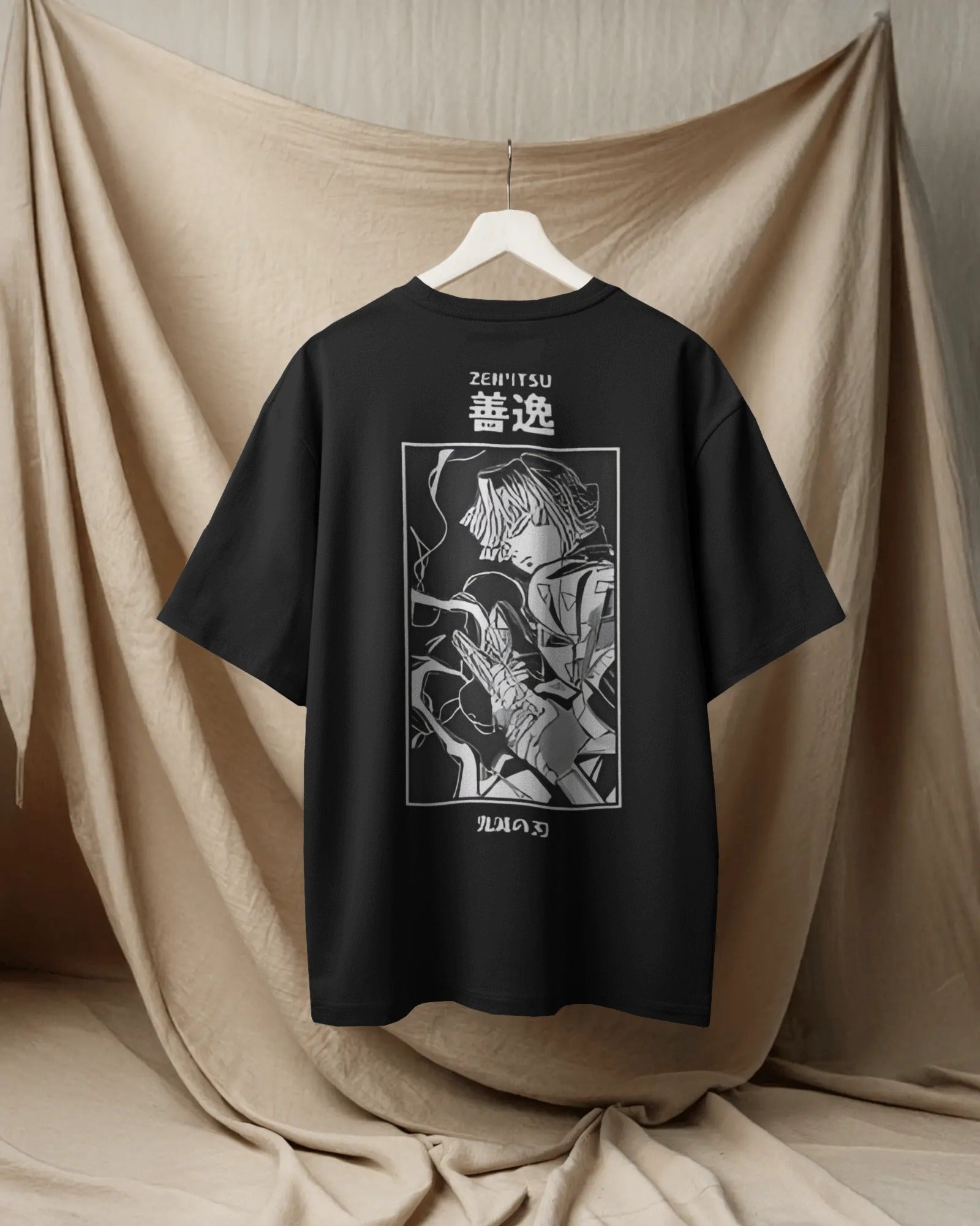 Zenitsu Black and White Oversized Tshirt Demon Slayer