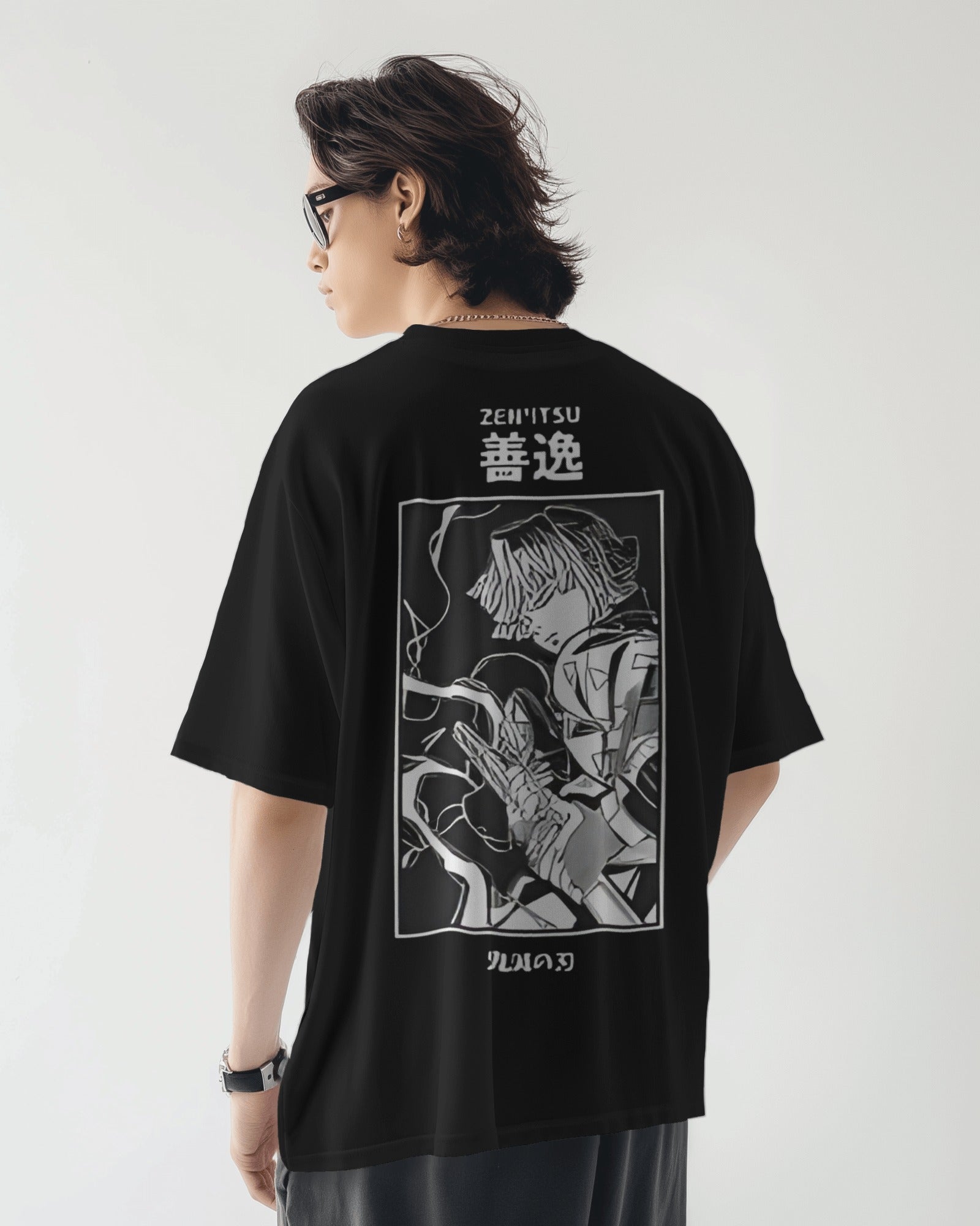 Zenitsu Black and White Oversized Tshirt Demon Slayer