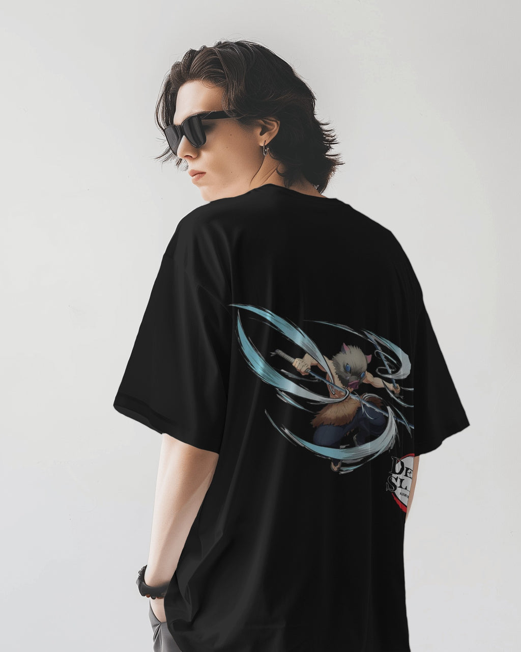 Inosuke Demon Slayer Back Printed Oversized Tshirt